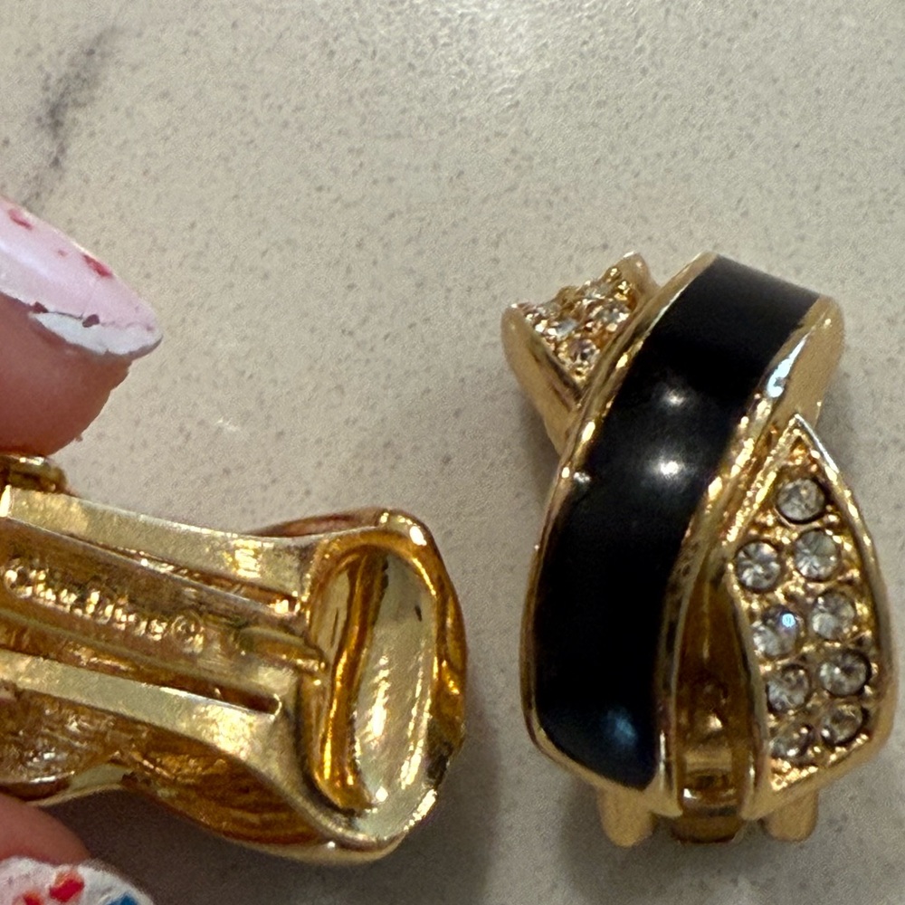 Dior Gold and Black Crystal Earrings - Picture 4 of 4